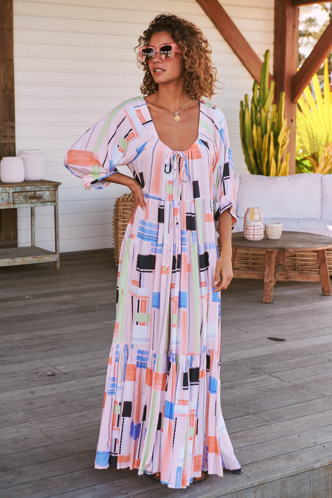 Lila Print Blossom Midi Dress