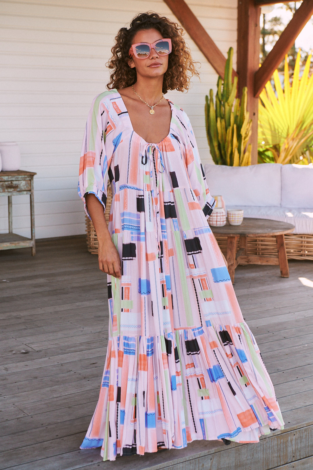 Lila Print Blossom Midi Dress