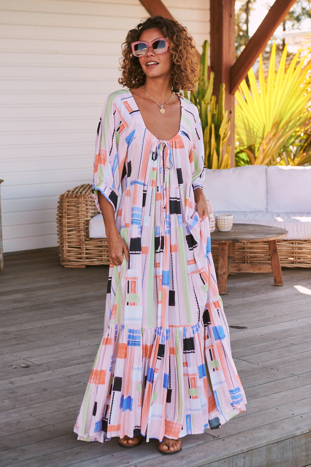 Lila Print Blossom Midi Dress