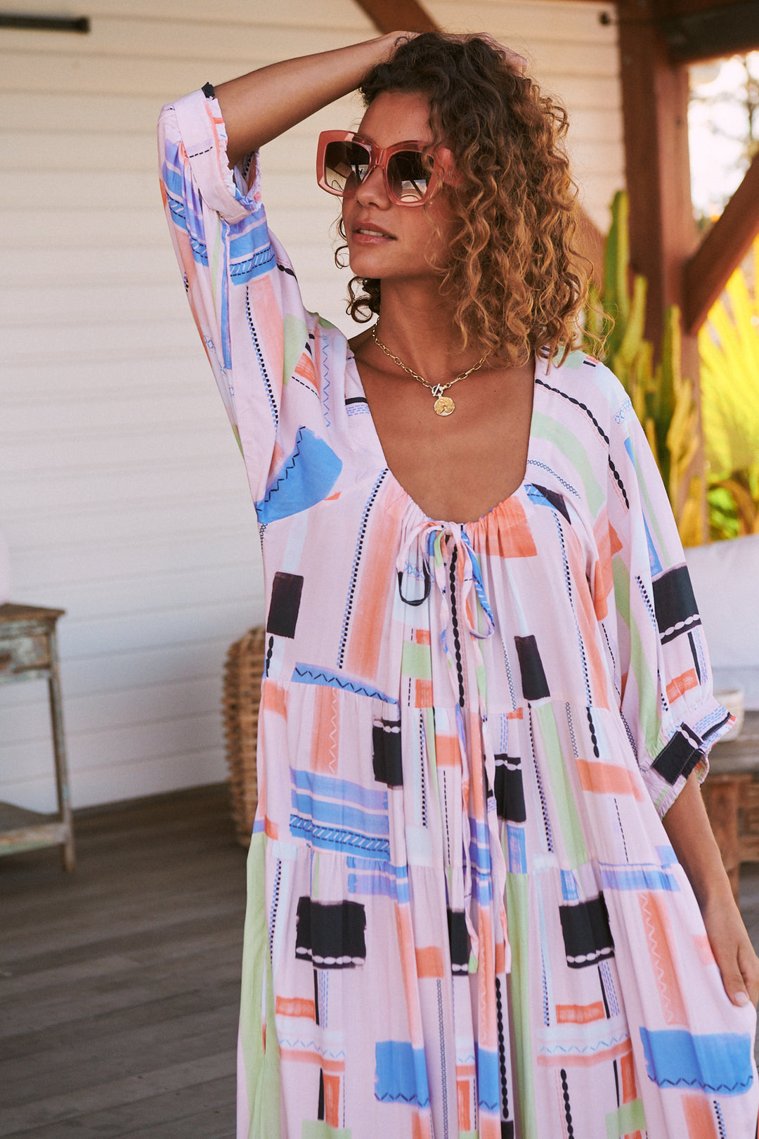 Lila Print Blossom Midi Dress