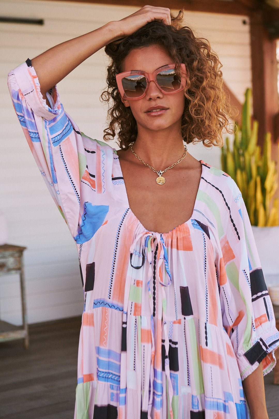 Lila Print Blossom Midi Dress