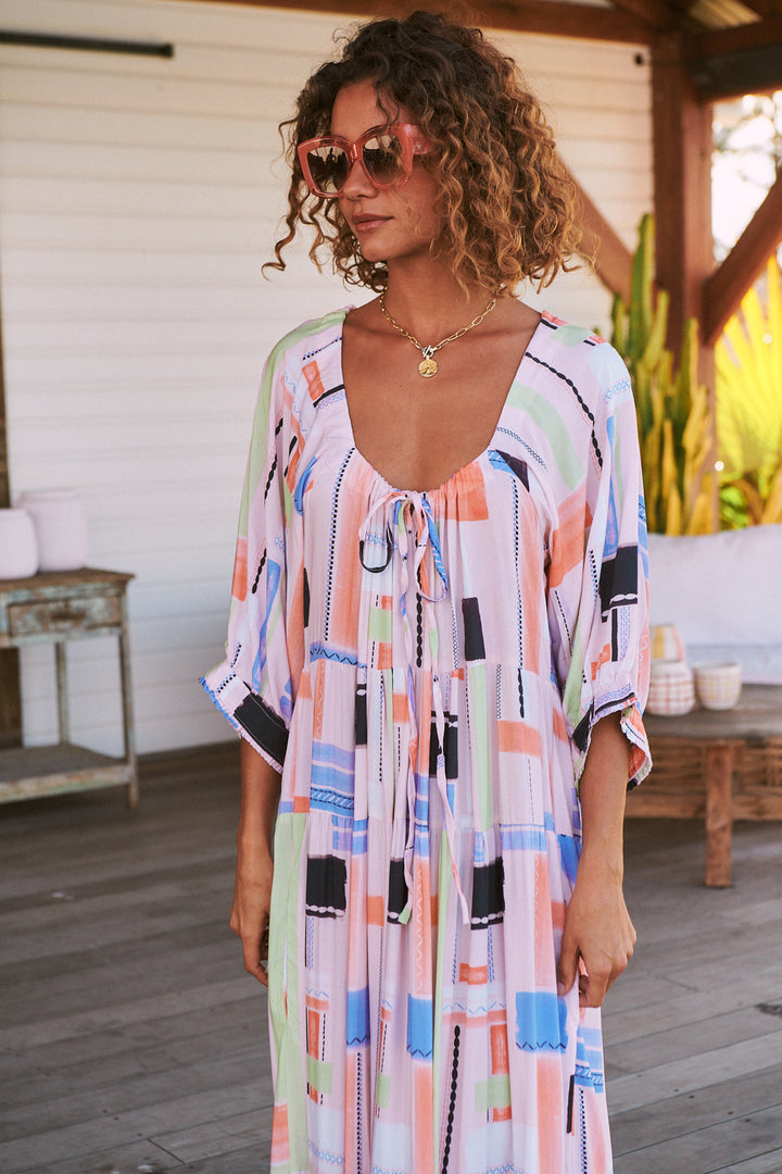 Lila Print Blossom Midi Dress