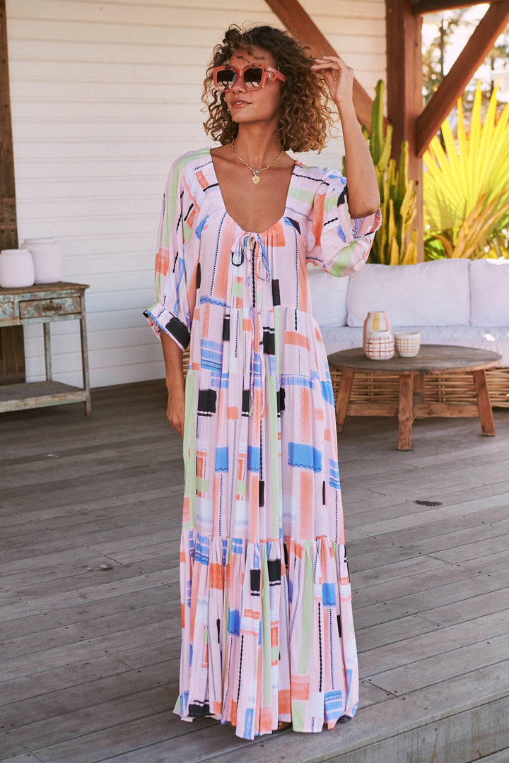 Lila Print Blossom Midi Dress