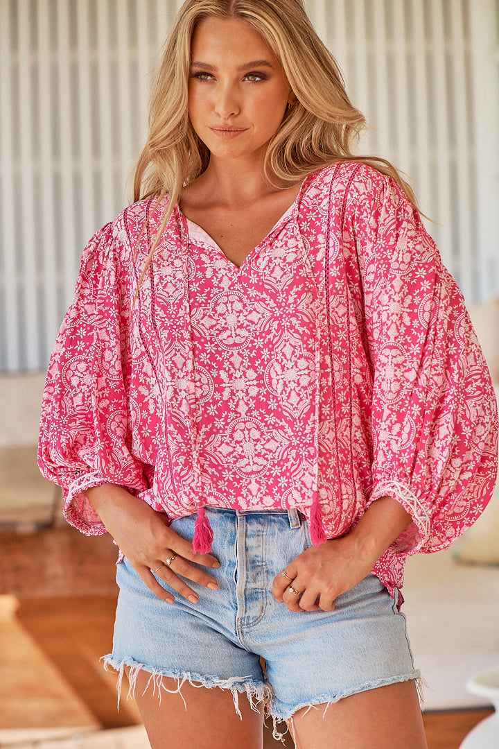 Pink Lemonade Print Elsa Blouse