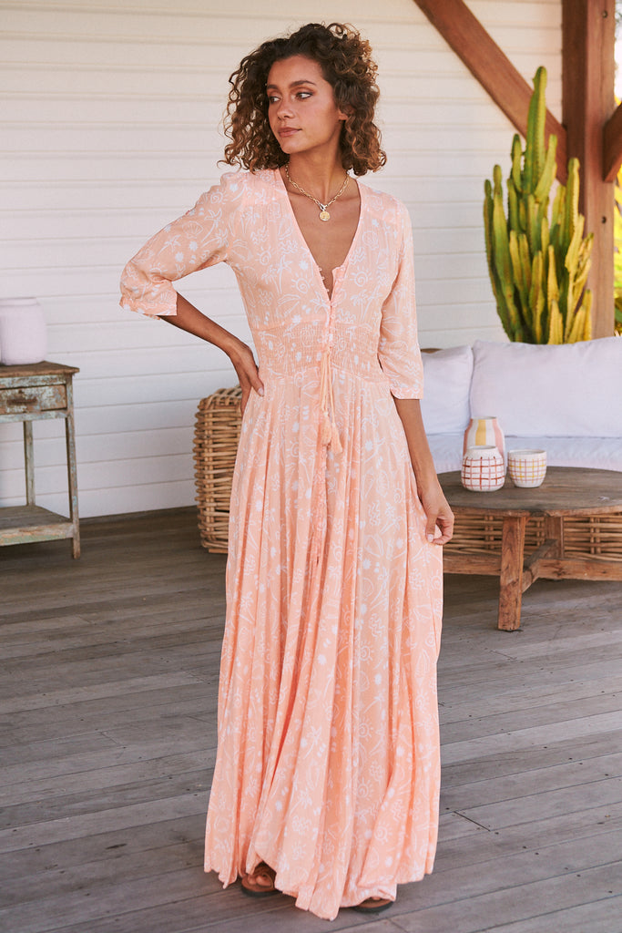 Peach lace maxi dress Clearance