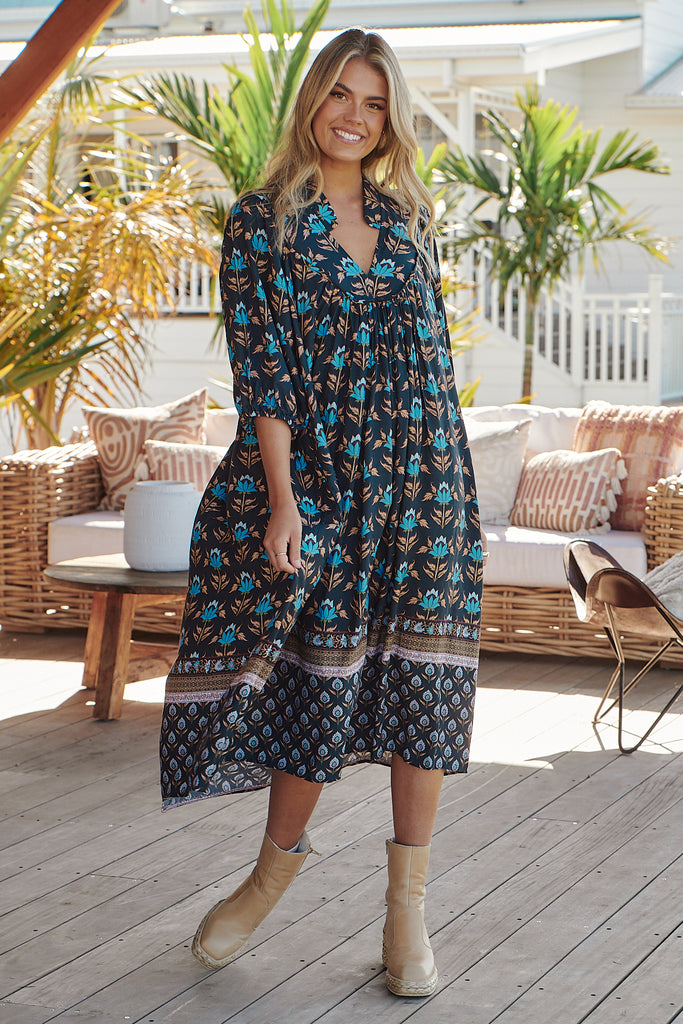 Juniper Midi Dress in Ink