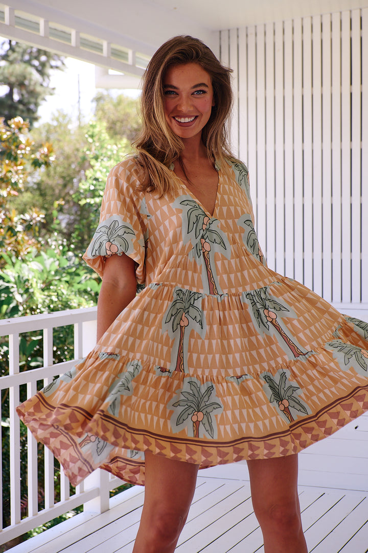 Sahara Sunset Print Petal Mini Dress