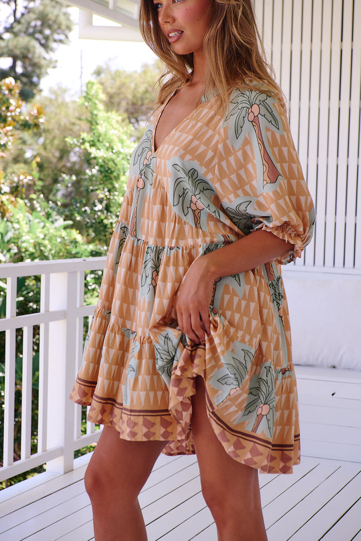 Sahara Sunset Print Petal Mini Dress