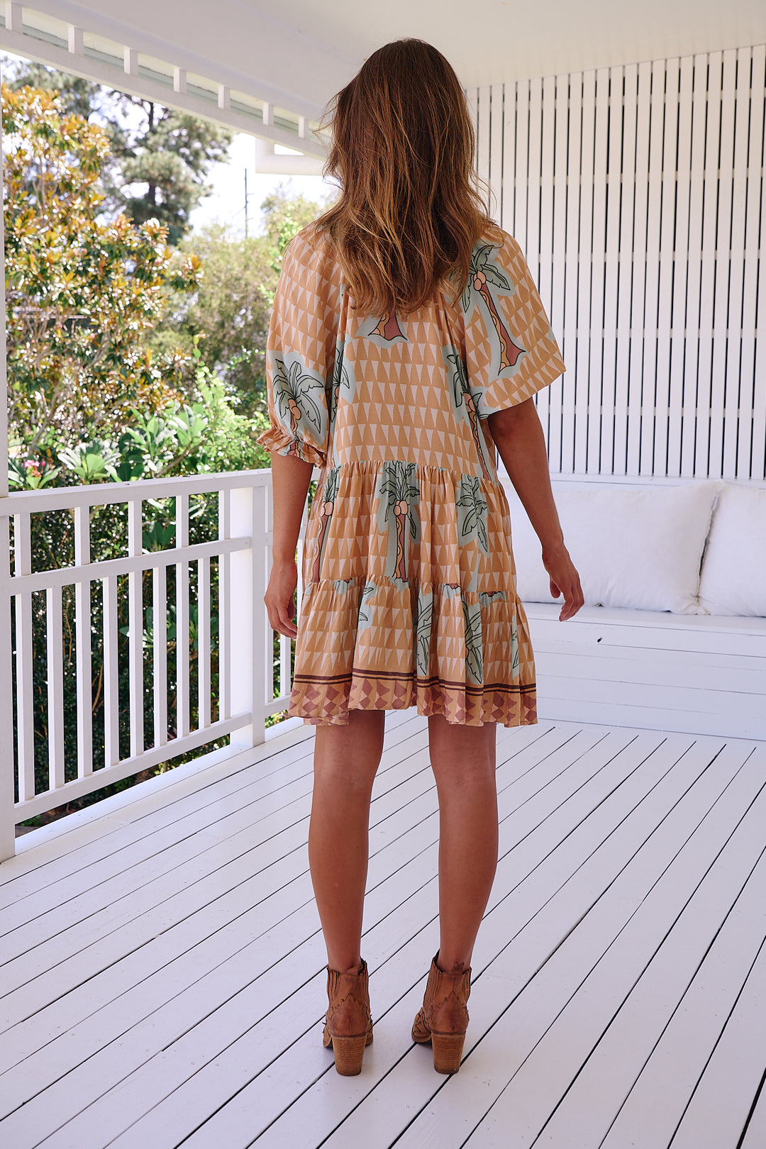 Sahara Sunset Print Petal Mini Dress