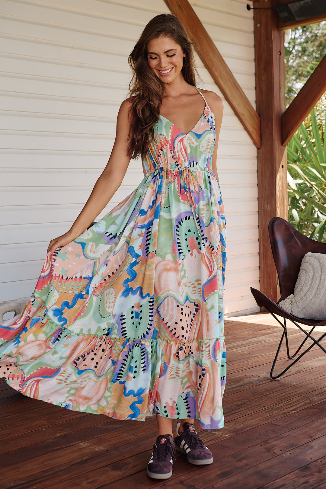 Electric Feels Print Reef Maxi Dress