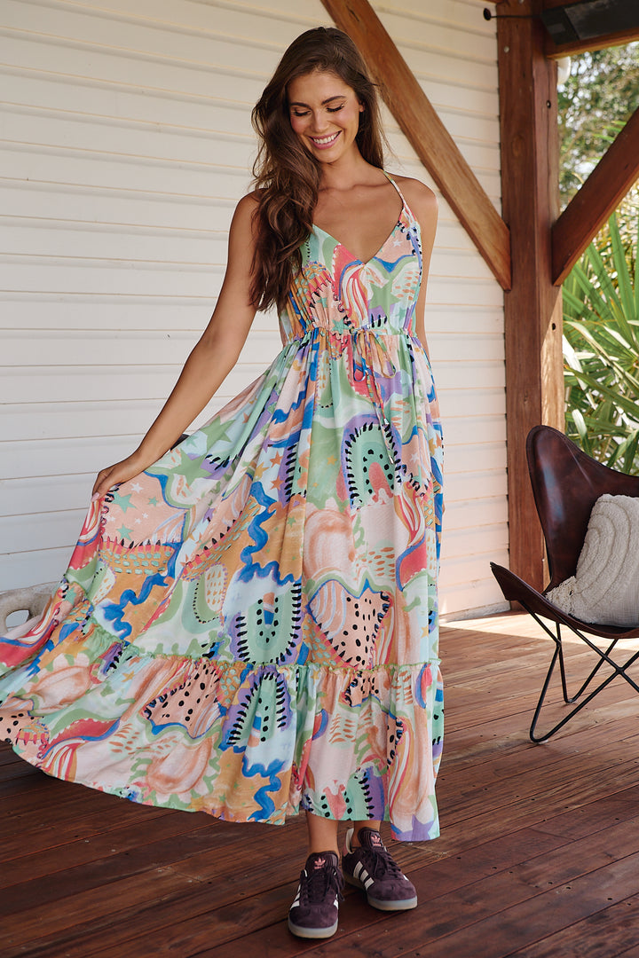 Electric Feels Print Reef Maxi Dress