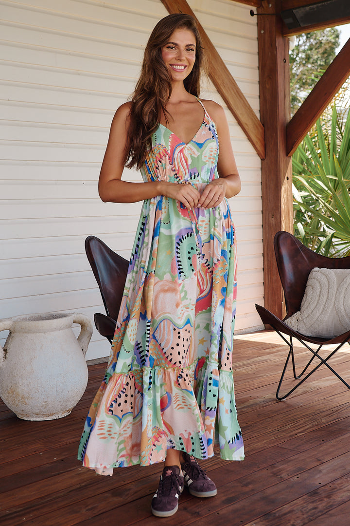 Electric Feels Print Reef Maxi Dress