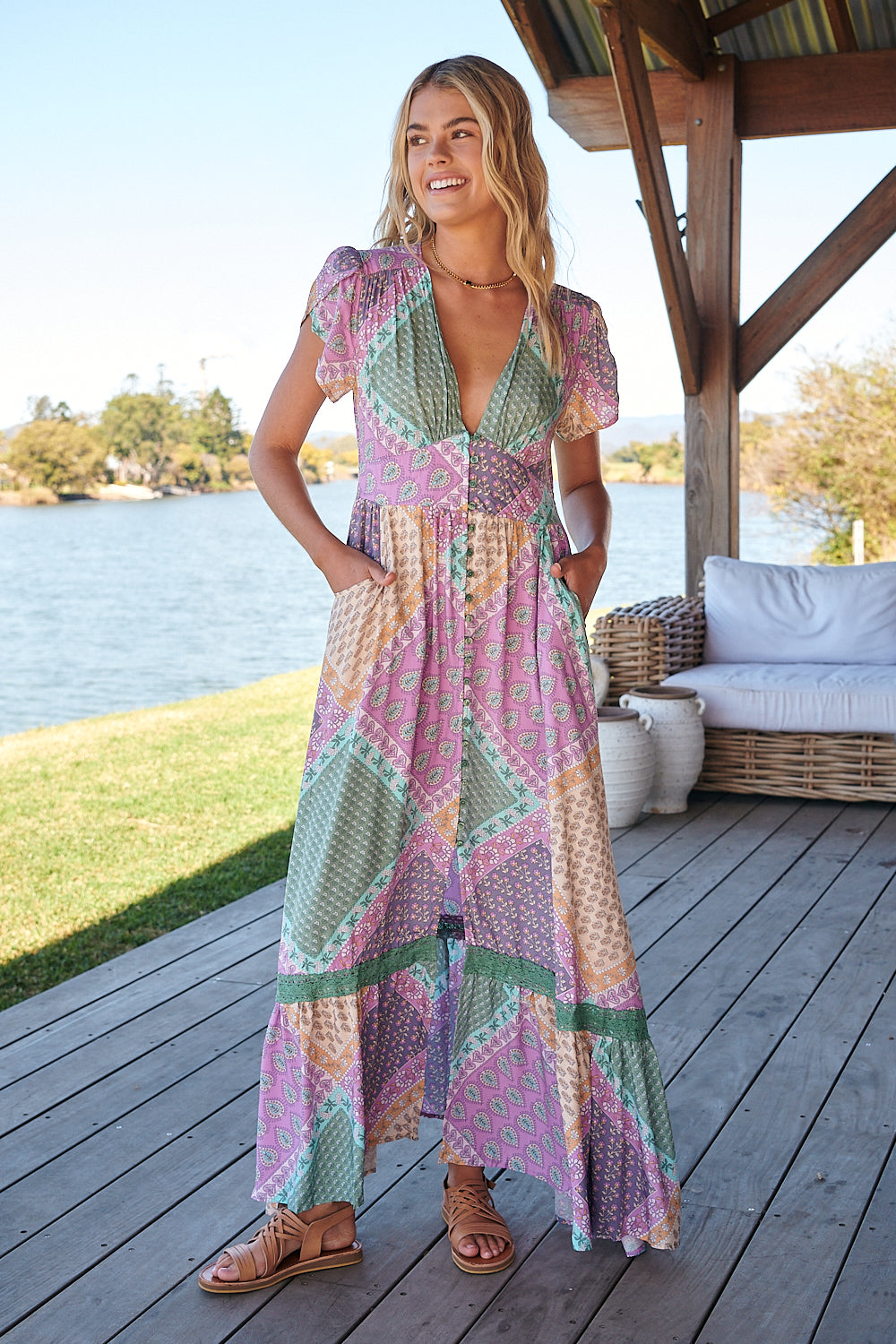Lavender Haze Print Tabitha Maxi Dress