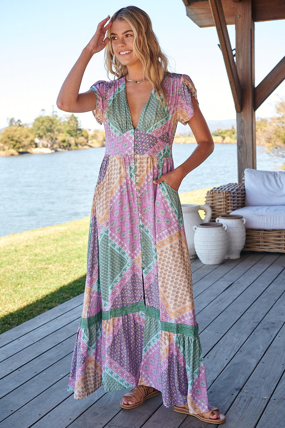 Lavender Haze Print Tabitha Maxi Dress