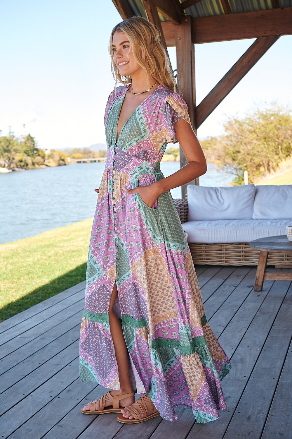 Lavender Haze Print Tabitha Maxi Dress