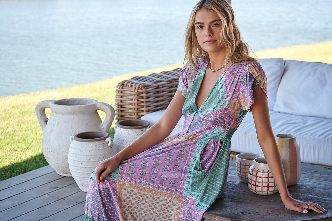 Lavender Haze Print Tabitha Maxi Dress
