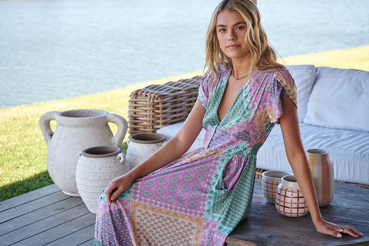 Lavender Haze Print Tabitha Maxi Dress