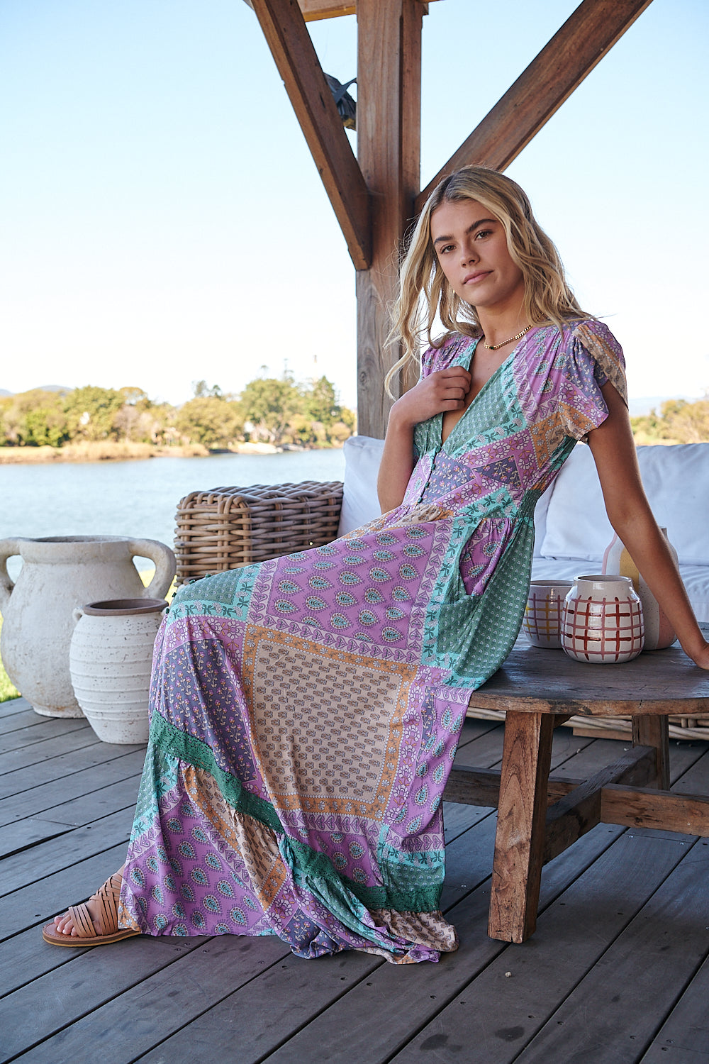 Lavender Haze Print Tabitha Maxi Dress