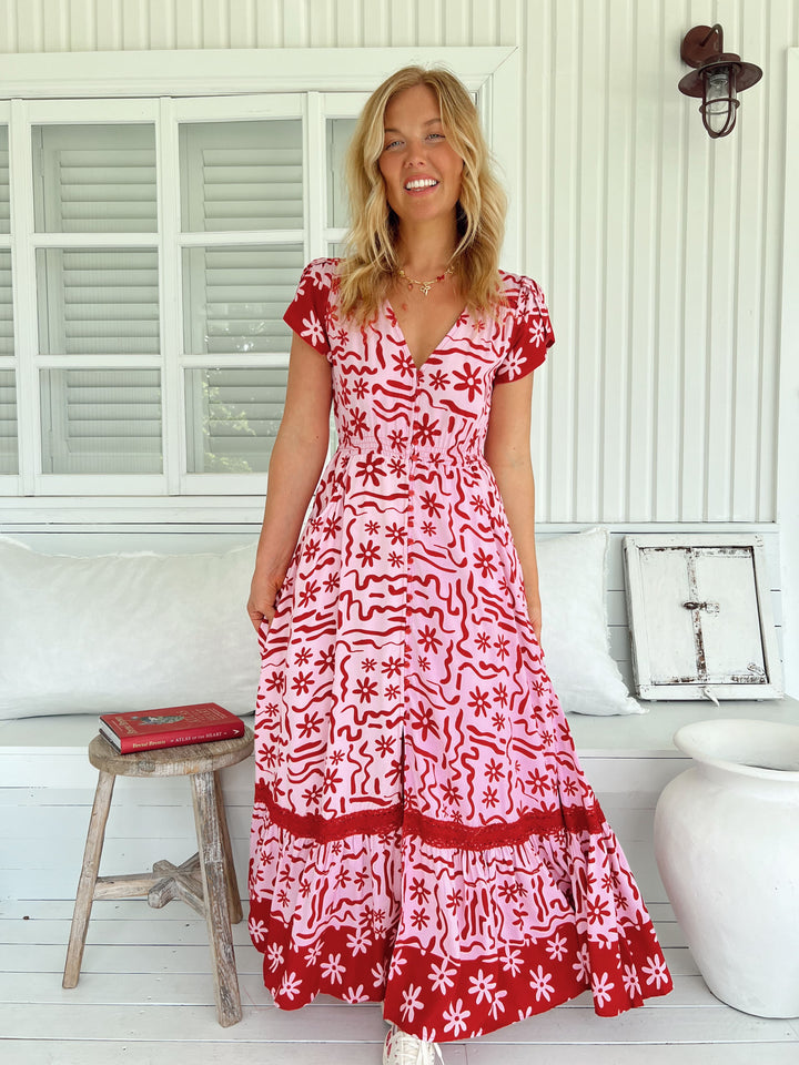 Strawberry Spritz Print Carmen Maxi