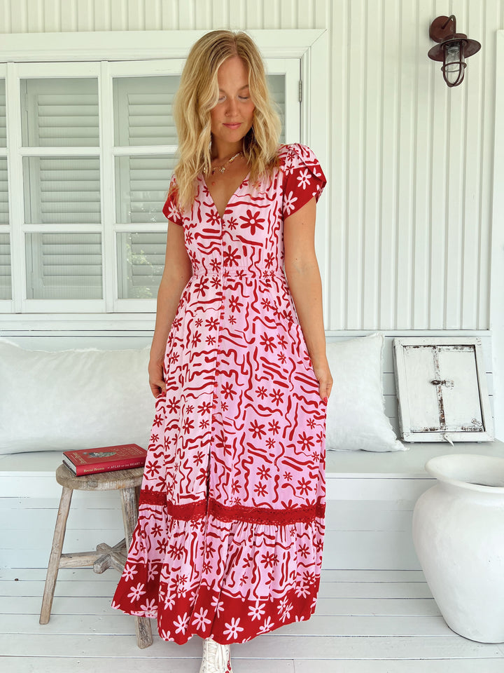 Strawberry Spritz Print Carmen Maxi