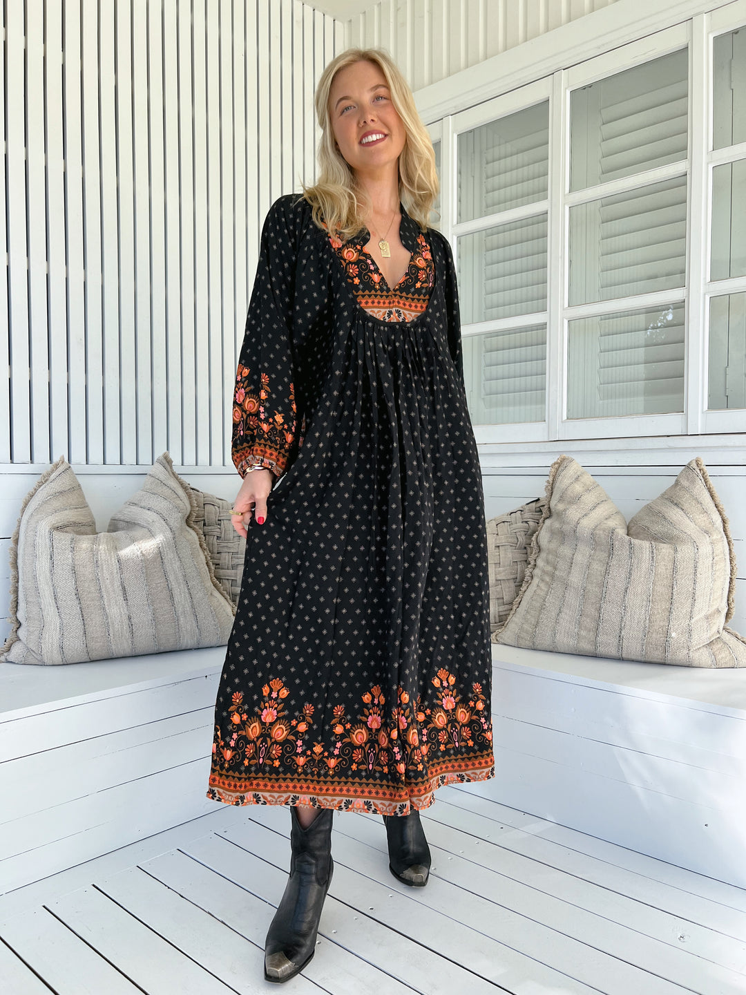Emmery Print Boheme Long Sleeve Midi