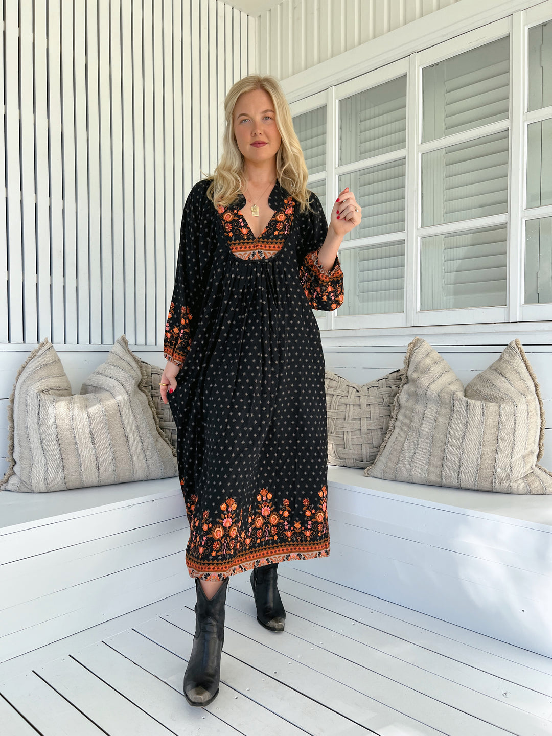 Emmery Print Boheme Long Sleeve Midi
