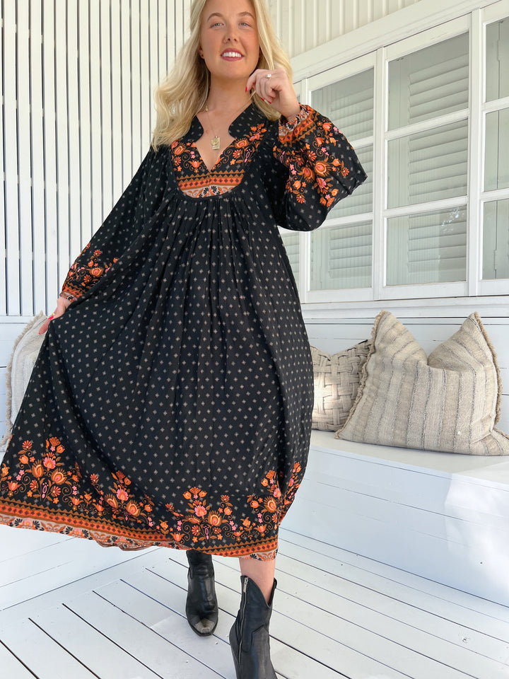 Emmery Print Boheme Long Sleeve Midi