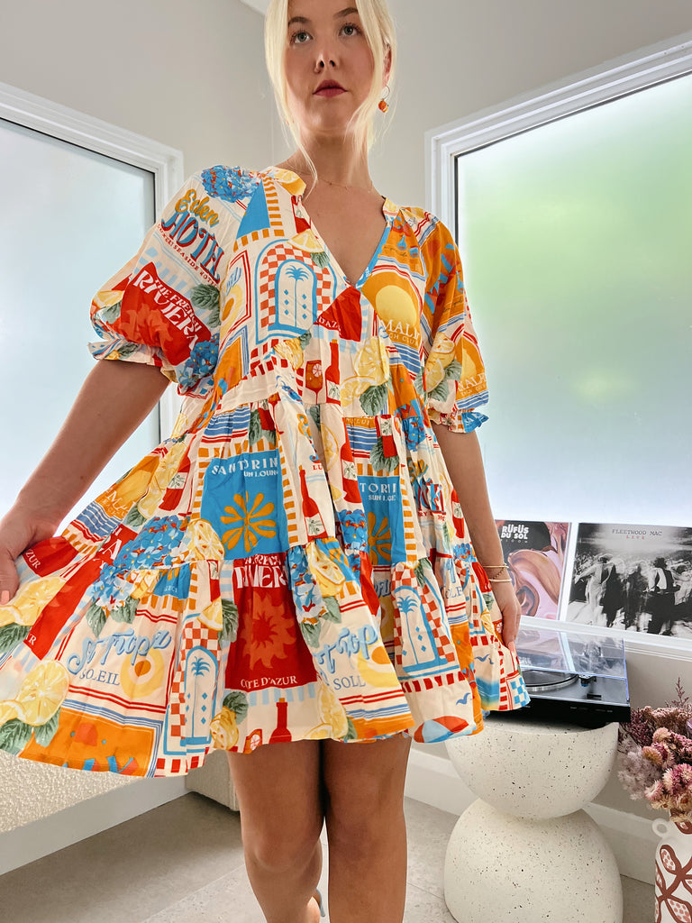 Sun print dress clearance