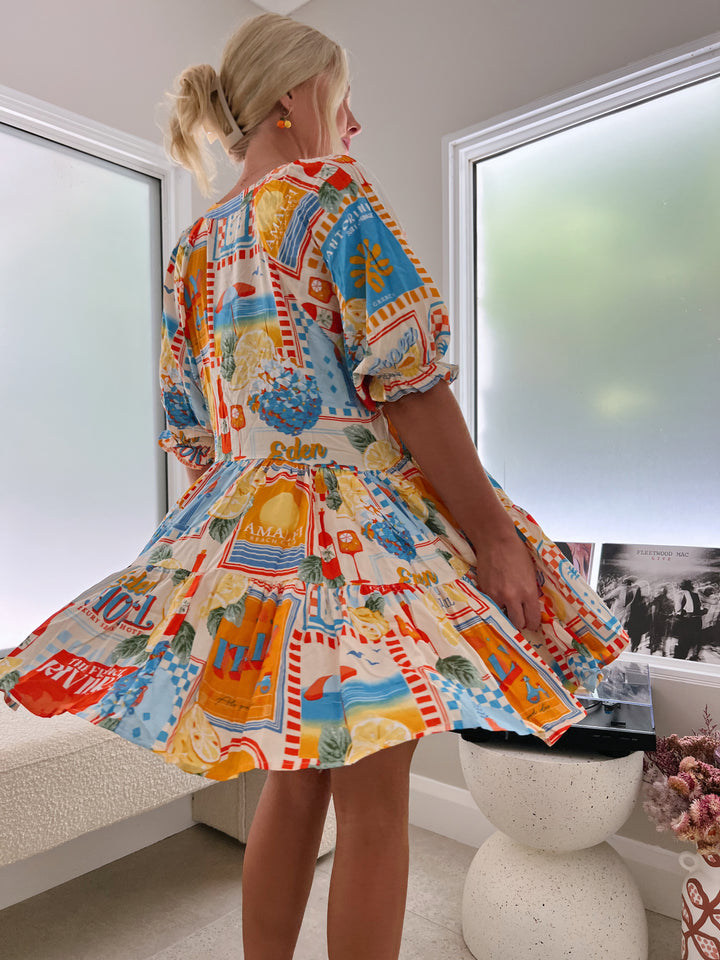 Sun Lounger Print Petal Mini Dress