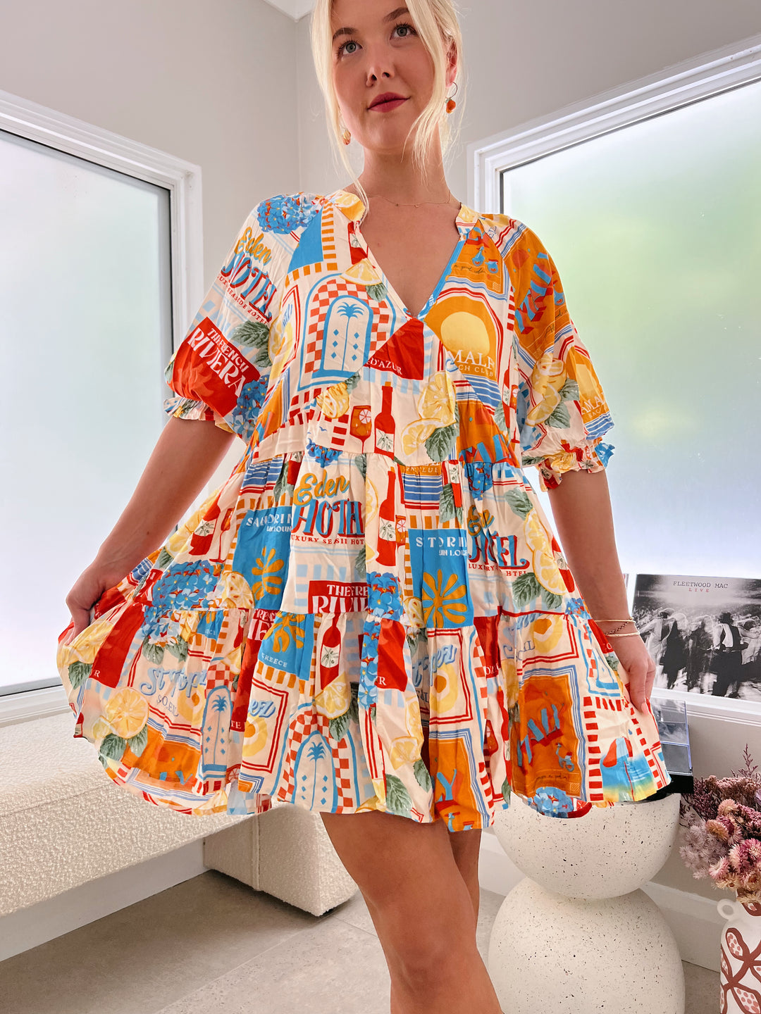 Sun Lounger Print Petal Mini Dress