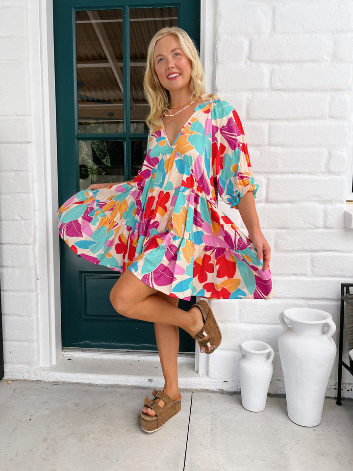 Ohana Print Petal Mini Dress