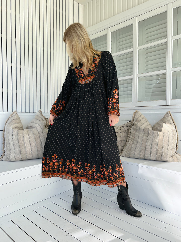 Emmery Print Boheme Long Sleeve Midi