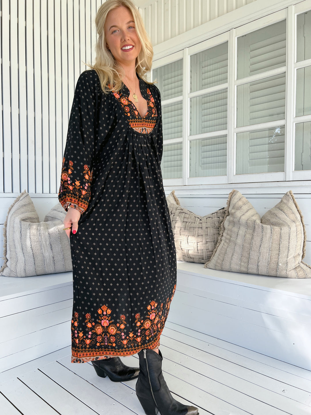 Emmery Print Boheme Long Sleeve Midi