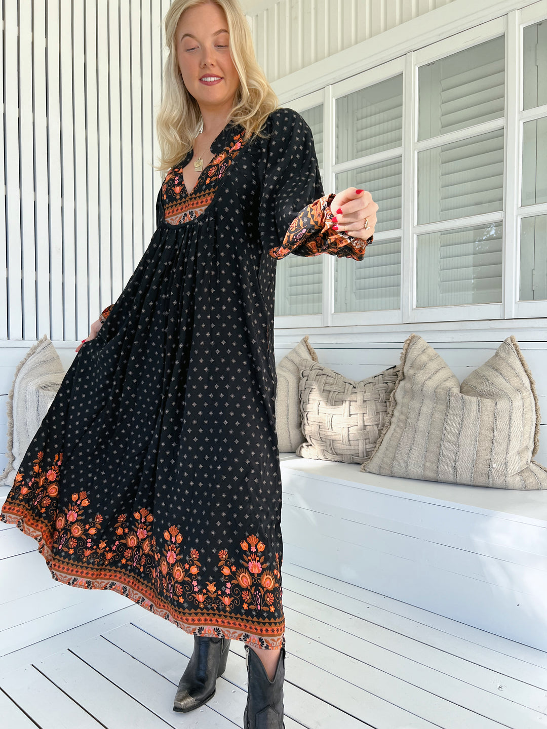 Emmery Print Boheme Long Sleeve Midi