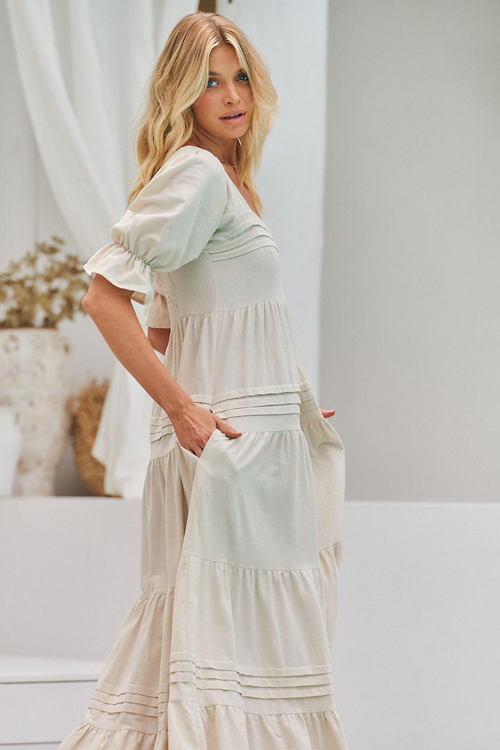 Natural Oatley print Gesele Maxi Dress