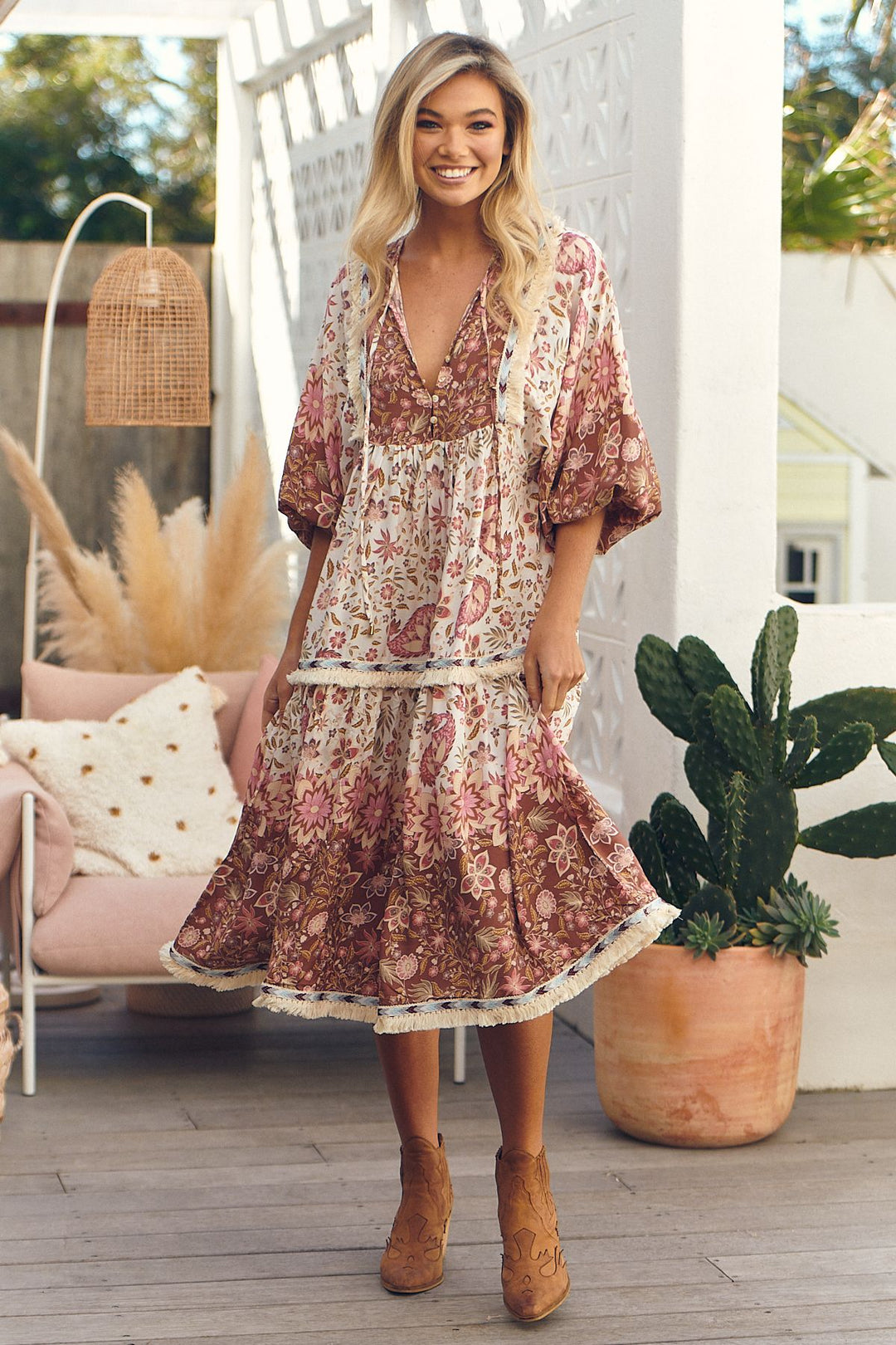 Jaase Flower Fields Print Palace Dress
