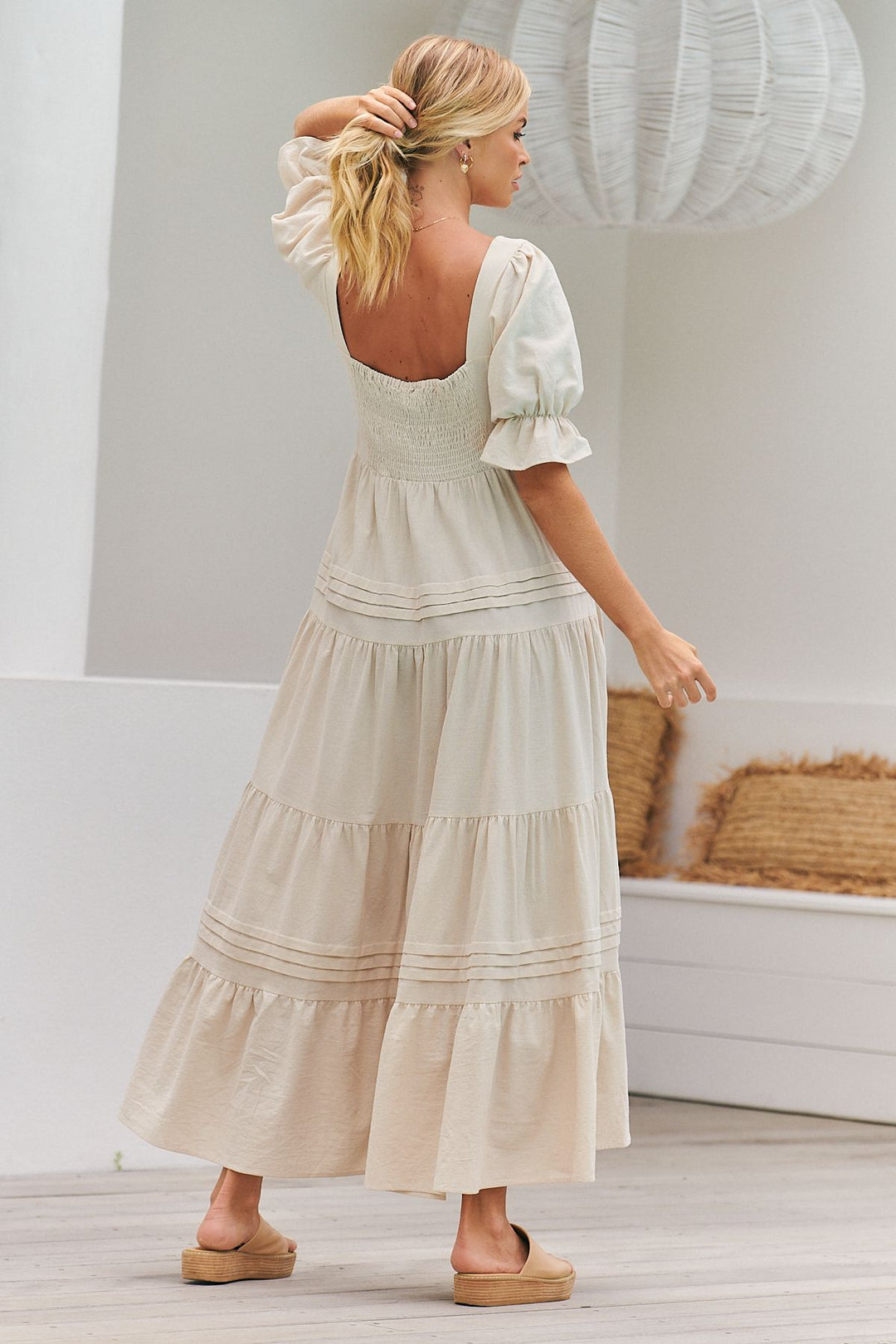 Natural Oatley print Gesele Maxi Dress