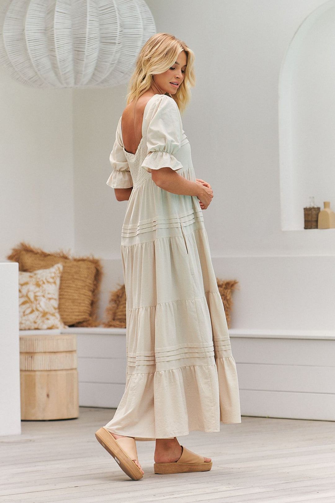 Natural Oatley print Gesele Maxi Dress