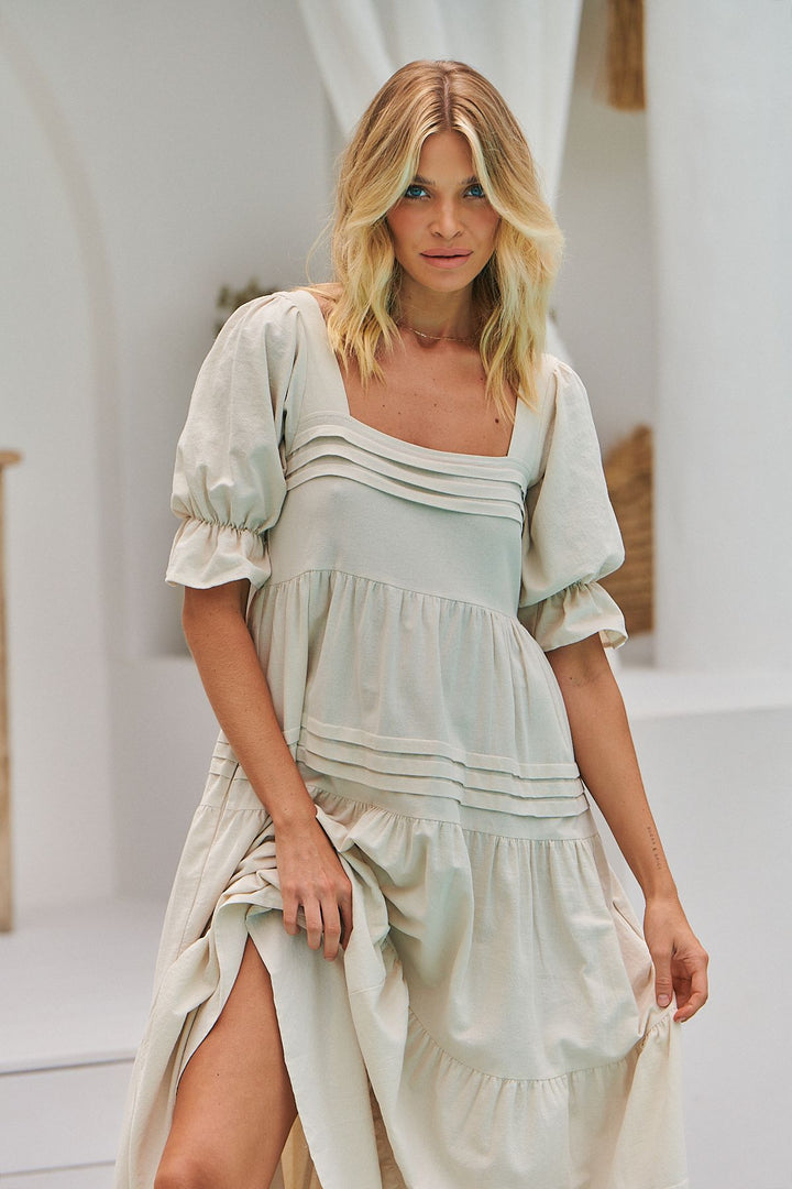 Natural Oatley print Gesele Maxi Dress