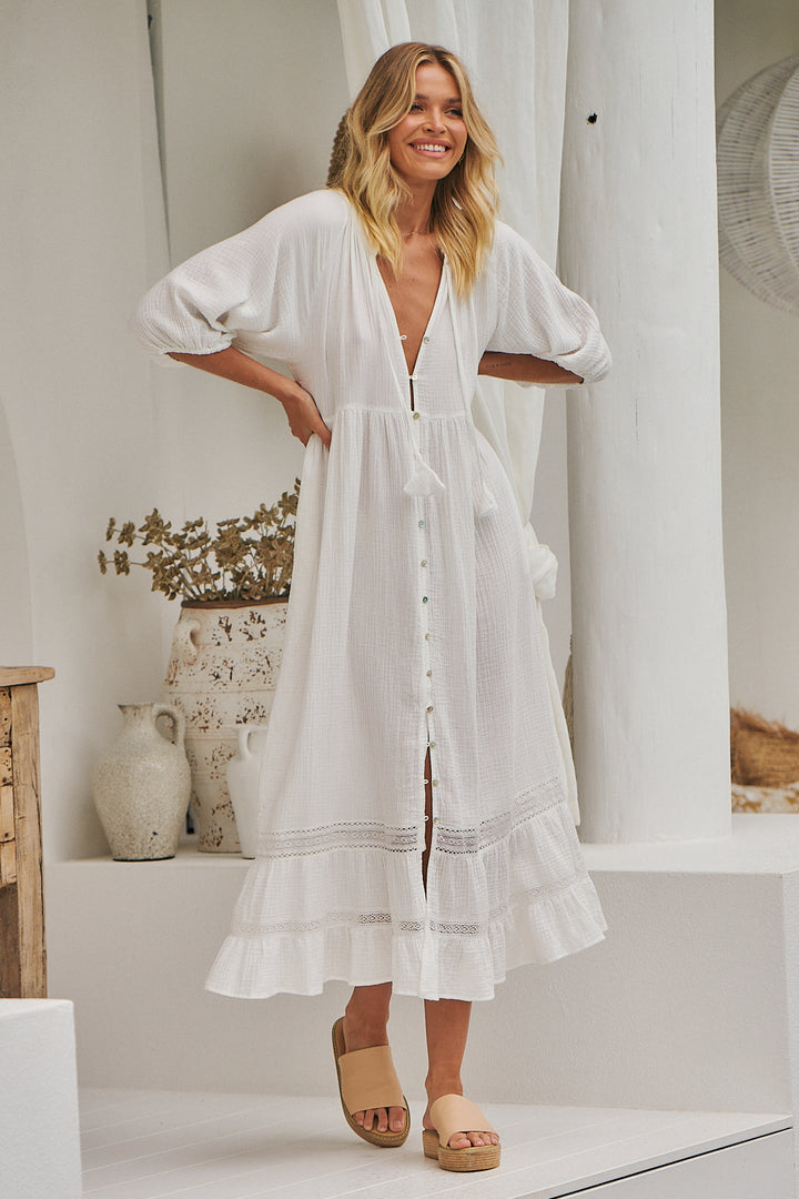 White Quincy Naya Midi Dress