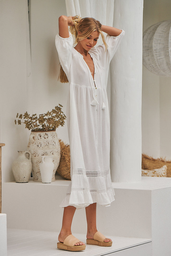 White Quincy Naya Midi Dress