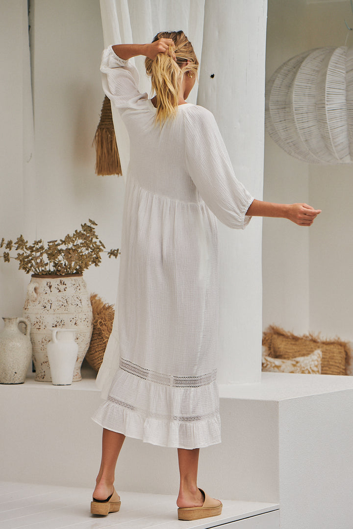 White Quincy Naya Midi Dress