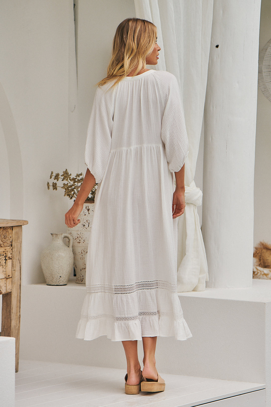 White Quincy Naya Midi Dress - Back angle