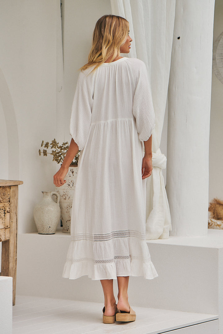 White Quincy Naya Midi Dress - Back angle