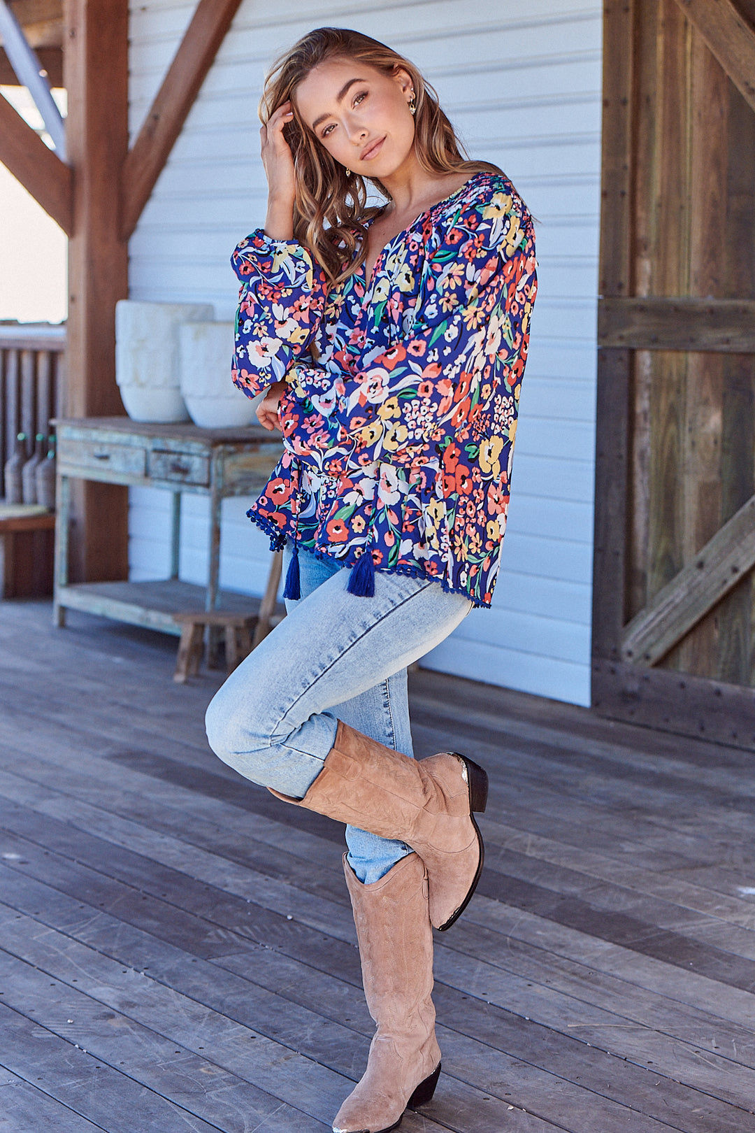 Carnation Print Rue Top