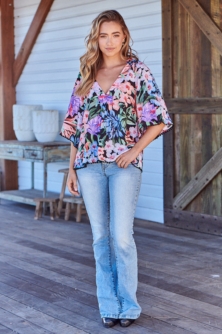 Midnight Tropics Print Gabriella Top