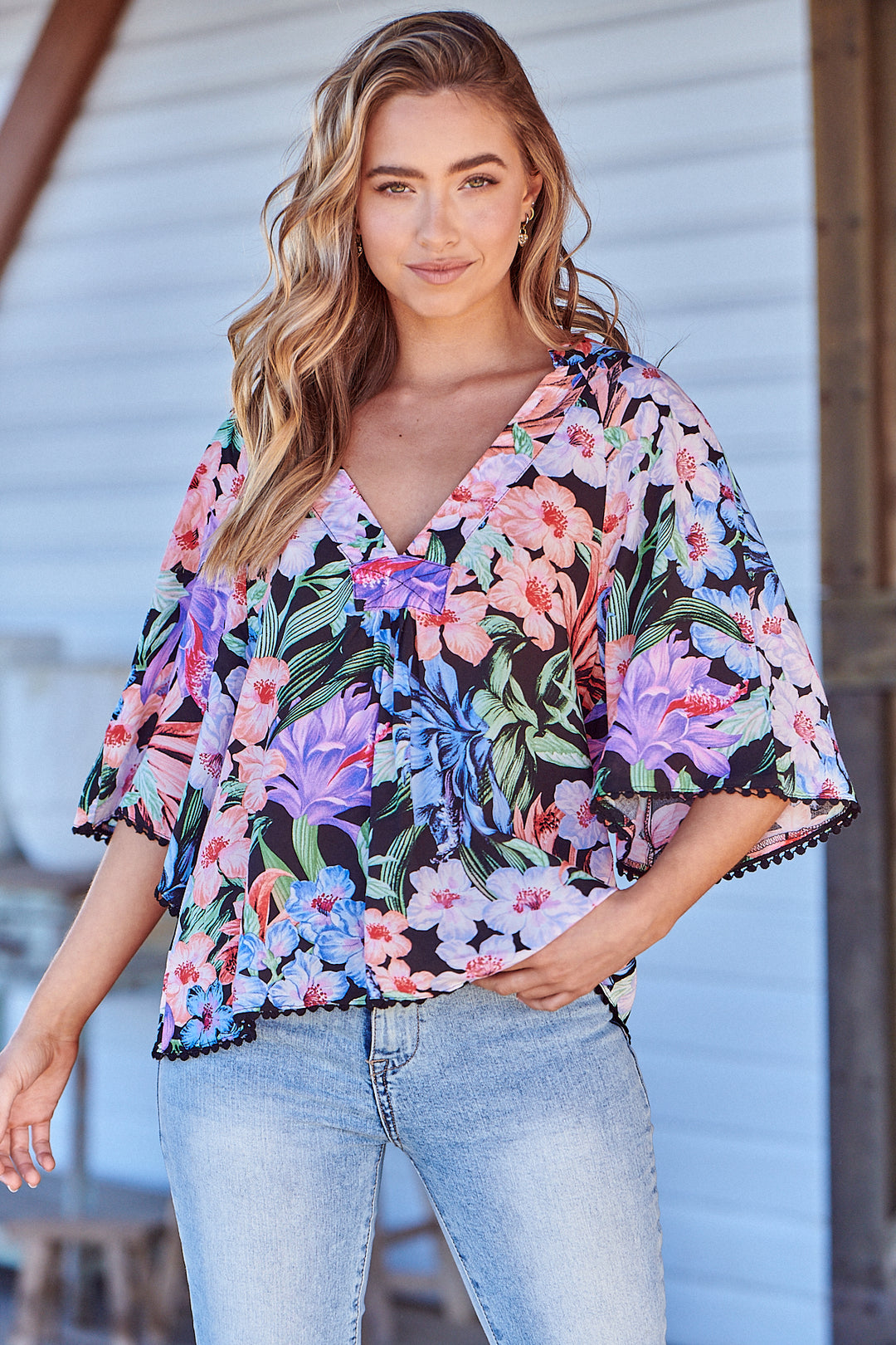Midnight Tropics Print Gabriella Top