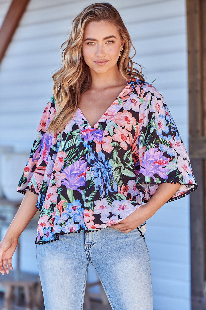 Midnight Tropics Print Gabriella Top