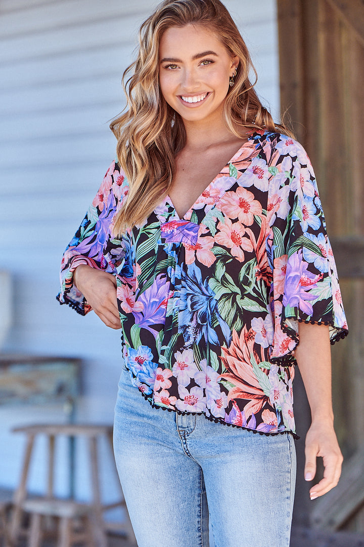 Midnight Tropics Print Gabriella Top