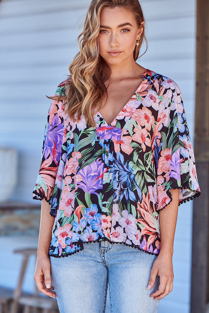 Midnight Tropics Print Gabriella Top